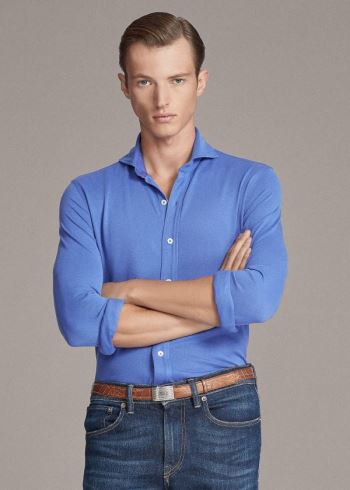Ralph Lauren Keaton Washed Piqué Shirt Blankyt Blankyt Světle Modré | 6HX0PJE7