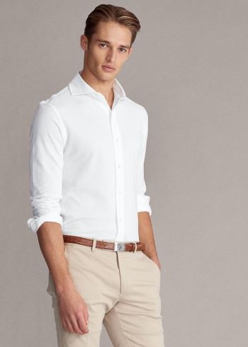 Ralph Lauren Keaton Washed Piqué Shirt Bílé | cfJvHbtq