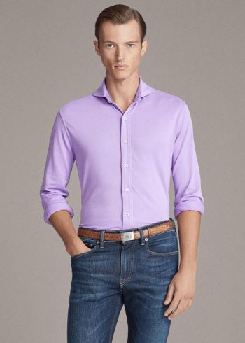 Ralph Lauren Keaton Washed Piqué Shirt Fialové | uQ9n2IGQ