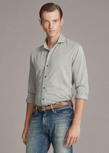 Ralph Lauren Keaton Washed Piqué Shirt Světle Šedé | 51TEE8zO