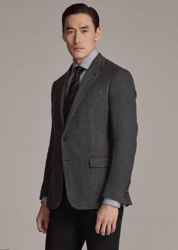 Ralph Lauren Kent Herringbone Sportovní Coat Černé Šedé | 8SjrIB8A
