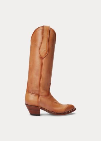 Ralph Lauren Kiera Læder Cowboy Boot Hnědé | crqIACWC