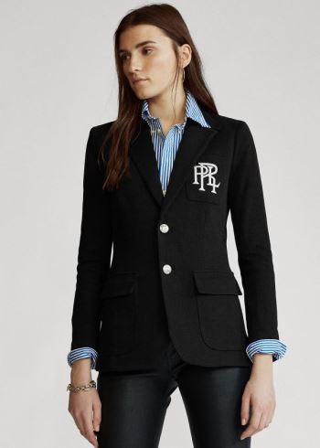 Ralph Lauren Knit Bavlněné Blazer Černé | 7ztXsa40