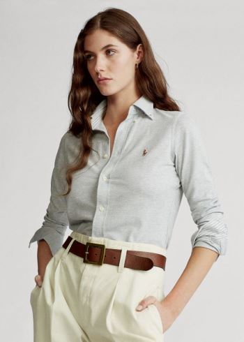 Ralph Lauren Knit Bavlněné Oxford Shirt Šedé | OFaBrIqO