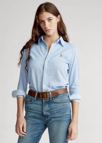 Ralph Lauren Knit Bavlněné Oxford Shirt Blankyt | Ug7uuqwV