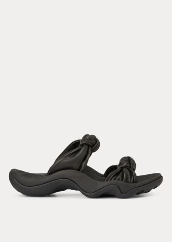 Ralph Lauren Knotted-Páskové Læder Sandal Černé | XfzjBTDQ