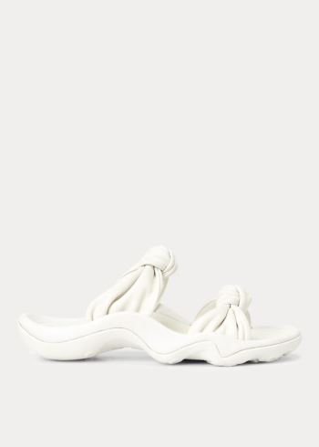 Ralph Lauren Knotted-Páskové Læder Sandal Bílé | j54rm9aj