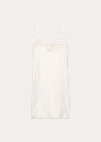 Ralph Lauren Krajkové-Trimmed Chemise Krém | t4EOyxHp