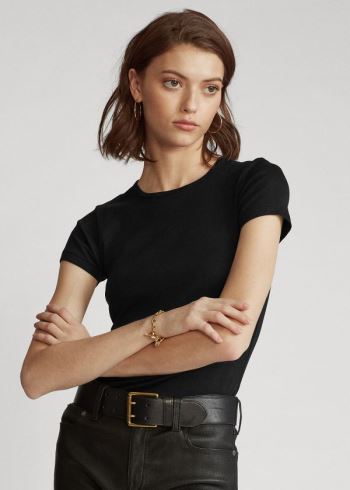 Ralph Lauren Krátké-Sleeve Crewneck T-Shirt Černé | KzxOnHSr