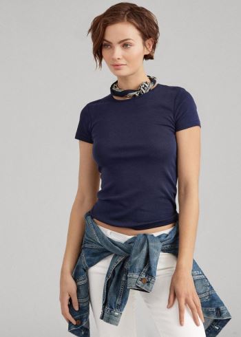 Ralph Lauren Krátké-Sleeve Crewneck T-Shirt Tmavě Blankyt | ehZHEg5w