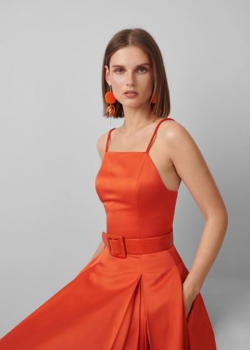 Ralph Lauren Kyrah Silk Satin Šaty Oranžové | Olaq3mN1