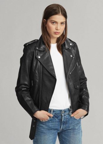 Ralph Lauren Lambskin Moto Jacket Černé | 3ZK9KRpK