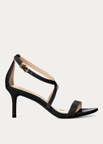 Ralph Lauren Leaton Læder Sandal Černé | DCymzTk3