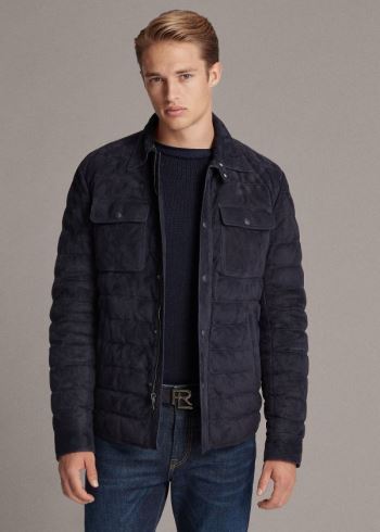 Ralph Lauren Leeson Semišové Down Jacket Tmavě Blankyt | vYsrSk1v