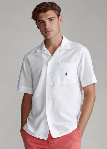 Ralph Lauren Lehké Camp Shirt Bílé | NksF1yBy
