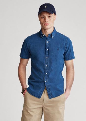 Ralph Lauren Lehké Seersucker Shirt Indigo | Uig436VX