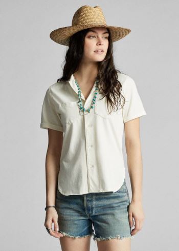 Ralph Lauren Linen-Bavlněné Jersey Shirt Béžový | w85FiKNJ