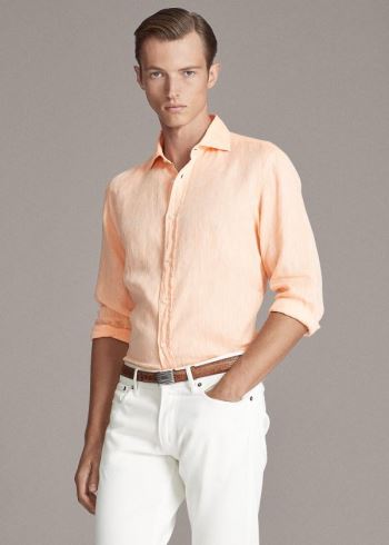 Ralph Lauren Linen Chambray Shirt Oranžové | aRRO79UV