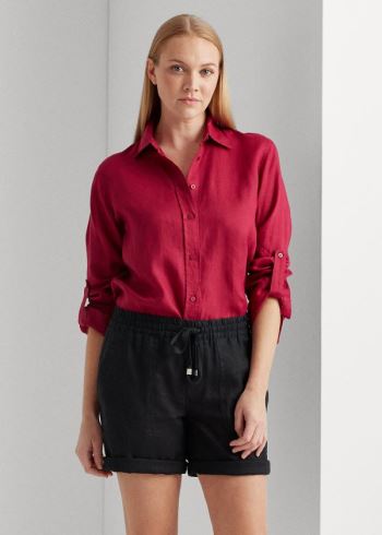 Ralph Lauren Linen Shirt Světle Fuchsie | klk2Q4OE