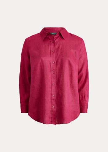 Ralph Lauren Linen Shirt Světle Fuchsie | pO8mfCWK