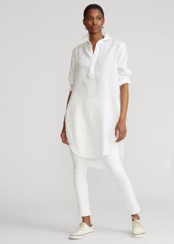 Ralph Lauren Linen Tunic Bílé | irgIN3nB