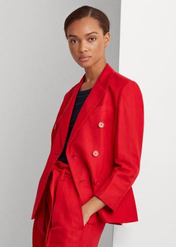 Ralph Lauren Linen Twill Blazer Červené | 1ggfwncR