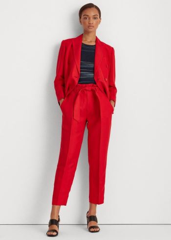 Ralph Lauren Linen-Twill Cropped Pant Červené | 4NFrF6UM
