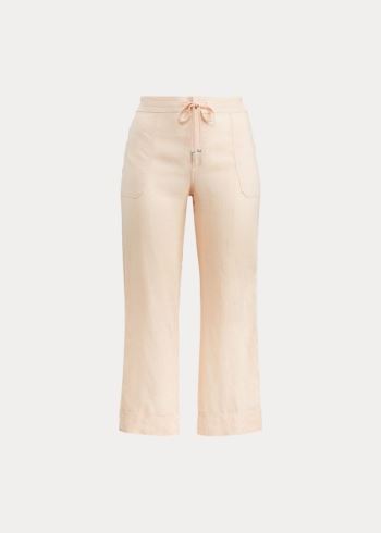 Ralph Lauren Linen Široké-Leg Pant Růžové | Xa0vX8De