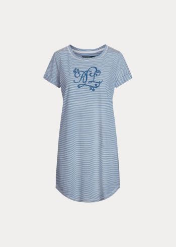 Ralph Lauren Logo Bavlněné-Blend Sleep Tee Blankyt Proužek | ubsCq4sa