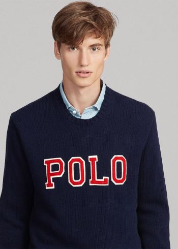 Ralph Lauren Logo Crewneck Svetrové Tmavě Blankyt | Zn1Vi7fX