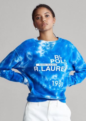 Ralph Lauren Logo Tie-Dye Sweatshirt Královská Modrá Blankyt | W0DK0YwH