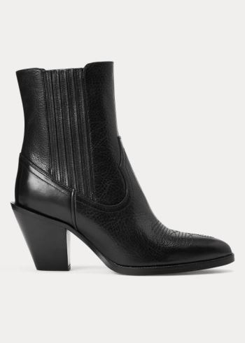 Ralph Lauren Lowrey Læder Cowboy Boot Černé | yZgXIh1O