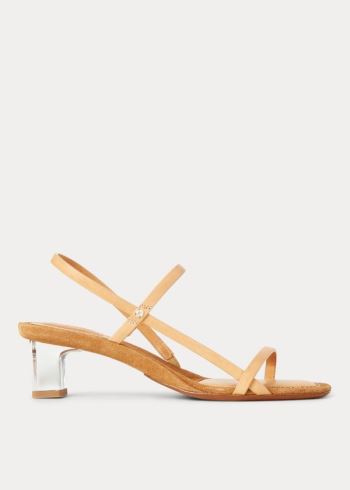 Ralph Lauren Læder Block-Heel Sandal Hnědé | 9FjV2zuD