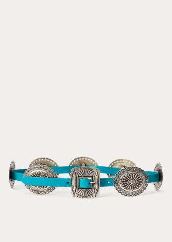 Ralph Lauren Læder Concho Belt Tyrkysové | ZL2rnwNy