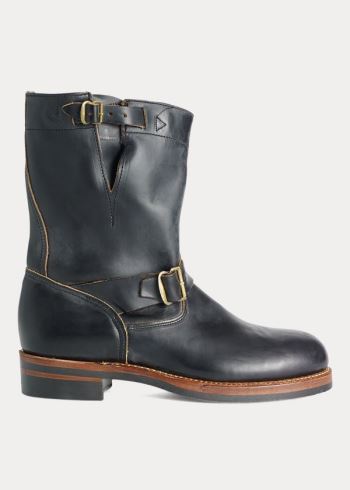 Ralph Lauren Læder Engineer Boot Černé | TtRfAjDV