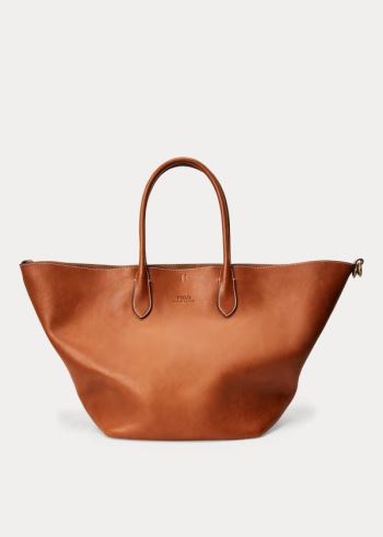 Ralph Lauren Læder Large Bellport Tote Hnědé | dEayxGWn