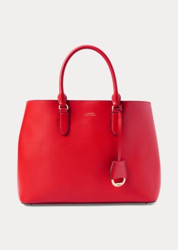 Ralph Lauren Læder Large Marcy Satchel Červené Zlaté | oFxDc1C9