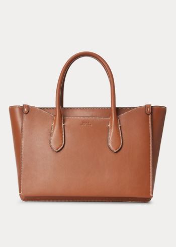 Ralph Lauren Læder Large Sloane Satchel Hnědé | H5Q1tA82