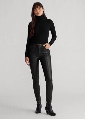 Ralph Lauren Læder Legging Černé | sl47mxSX
