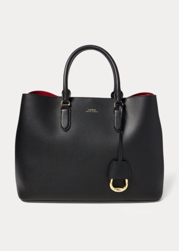 Ralph Lauren Læder Marcy Satchel Černé Červené | 1CUZHWrR