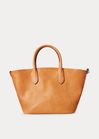 Ralph Lauren Læder Medium Bellport Tote Hnědé | xVeCw3lu