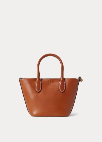 Ralph Lauren Læder Mini Bellport Tote Hnědé | QerINIqX