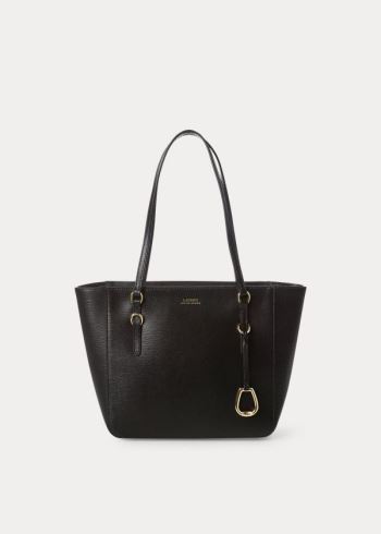 Ralph Lauren Læder Oxford Tote Černé | KaIAHrZm
