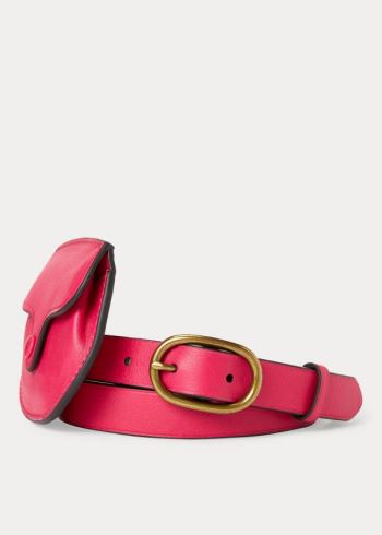 Ralph Lauren Læder Skinny Belt Bag Růžové | WwgStLXp
