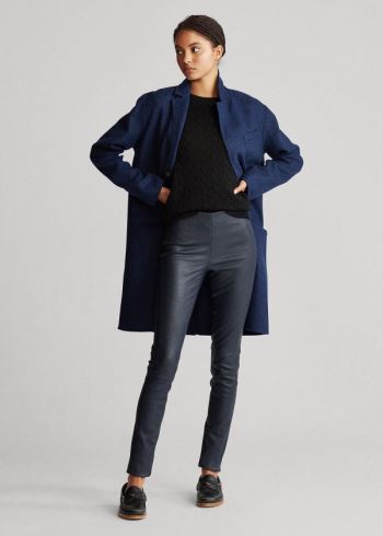 Ralph Lauren Læder Skinny Pant Tmavě Blankyt | 32VTC4Oq