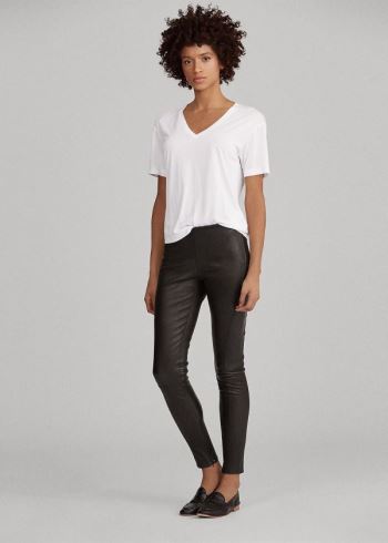 Ralph Lauren Læder Skinny Pant Černé | EuC80cGG