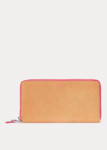 Ralph Lauren Læder Zip-Around Wallet Hnědé Růžové | s20SgQTY