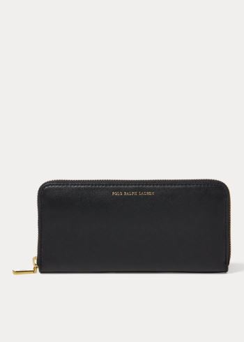 Ralph Lauren Læder Zip-Around Wallet Černé | LQ7EFrV4