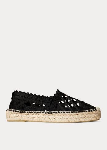 Ralph Lauren Macramé Espadrilky Černé | jXFPqNVk