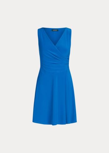 Ralph Lauren Matte Jersey Surplice Šaty Blankyt | s6f9FDSA